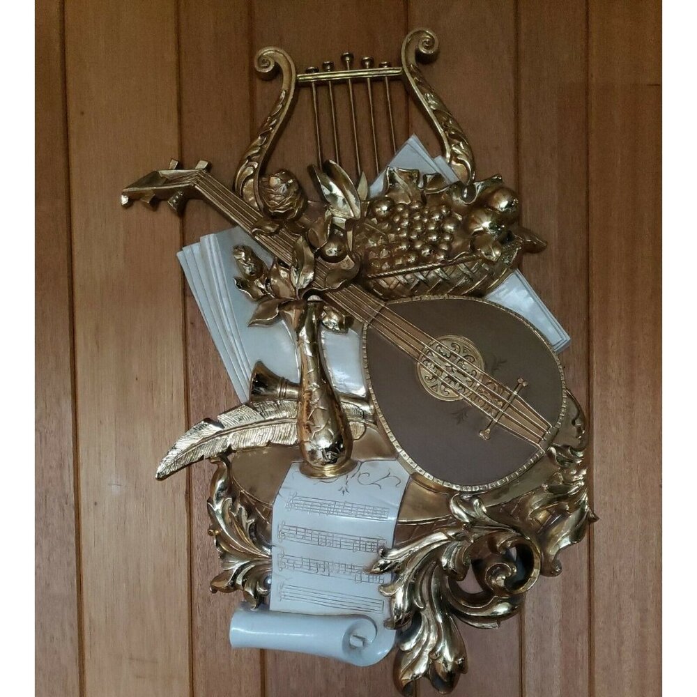 Syroco Wall Sculpture Musical Instrument Large Hollywood Regency 70s MCM USA